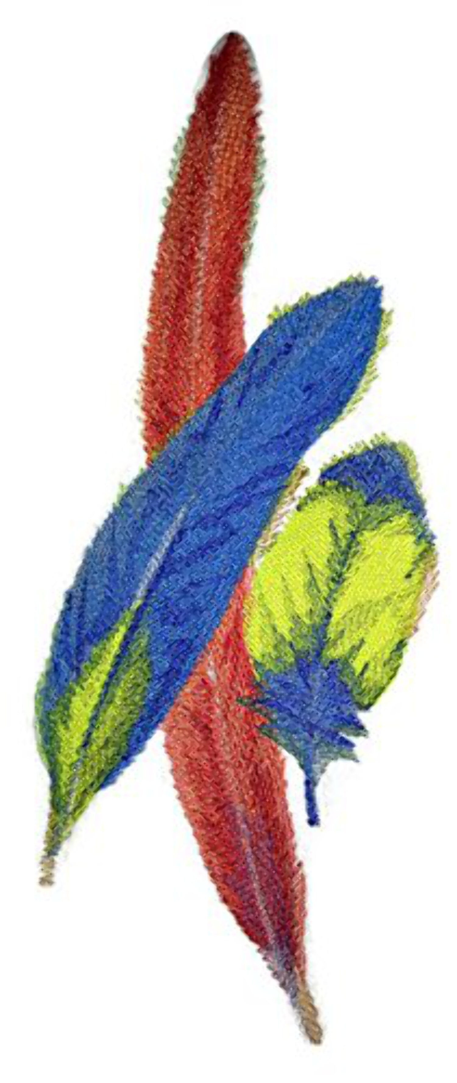 Scarlet Macaw Feathers in Watercolor Embroidered Iron on patch [11.24" X 4.52"]
