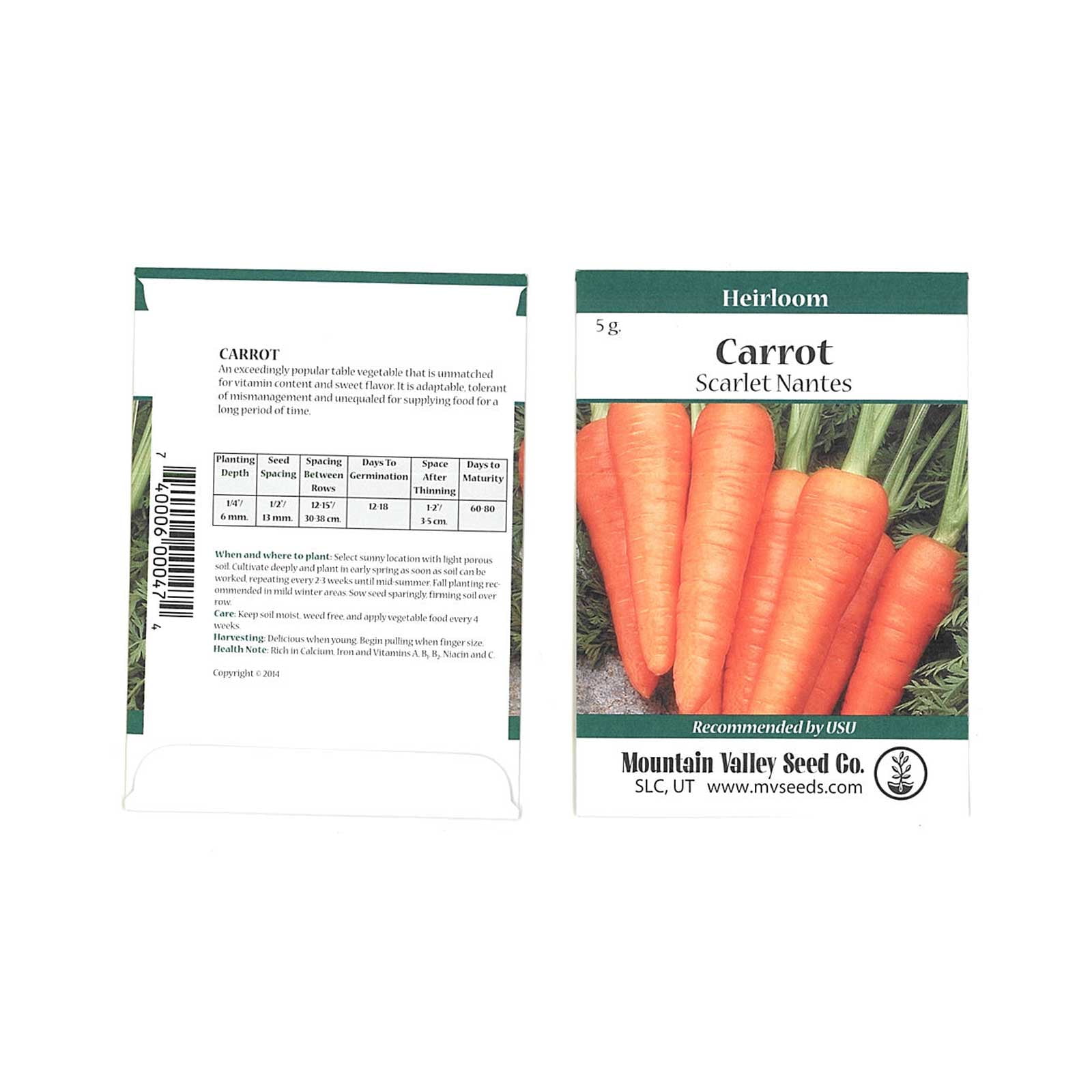 Scarlet Nantes Carrot Seeds - 5 Gram Packet - Non-GMO, Heirloom ...
