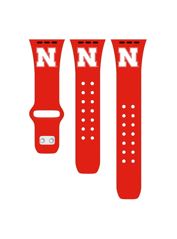 Scarlet Nebraska Huskers Logo Silicone Apple Watch Band