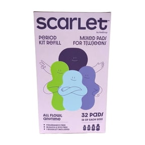 Scarlet by RedDrop Mixed Size Period Pad Refill Pack for Tweens & Teens, 32 Count