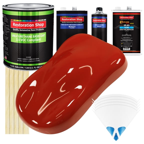 Scarlet Red Low VOC SLOW 1 Gallon Auto Car Paint Kit URETHANE BASECOAT Clearcoat