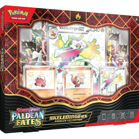 Pokemon Scarlet & Violet Paldean Fates Skeledirge ex Premium Collection (8 Booster Packs, 3 Etched Foil Promo Cards, Oversize Card & More)