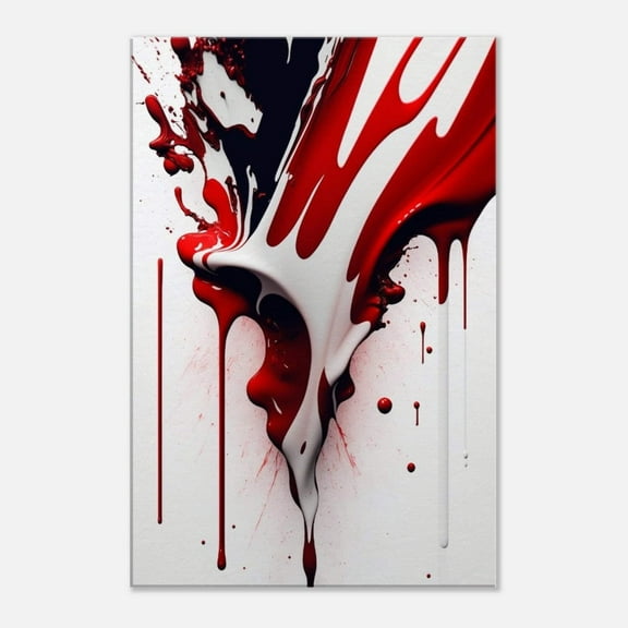 Scarlet Whispers Abstract Canvas Art – Red  White Ink Splatter, Marble Design