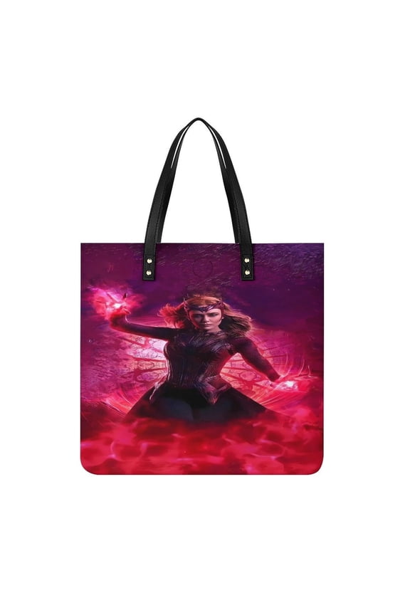 Scarlet-Witch Handbag, Casual PU Leather Tote Bag, Shoulder Handbags with Top Magnetic Snap Closure For Girl Ladies Women Travel Shopping