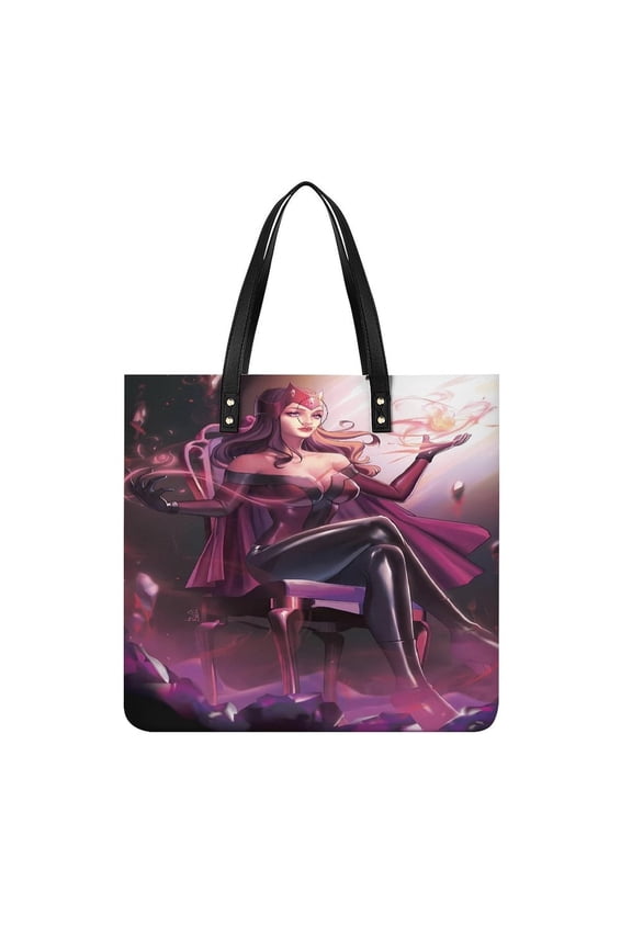 Scarlet-Witch Handbag, Casual PU Leather Tote Bag, Shoulder Handbags with Top Magnetic Snap Closure For Girl Ladies Women Travel Shopping