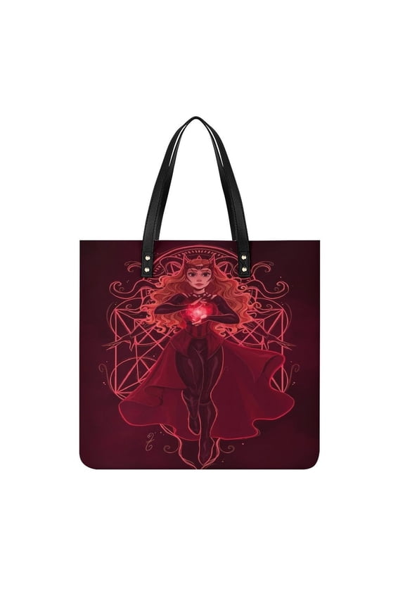 Scarlet-Witch Handbag, Casual PU Leather Tote Bag, Shoulder Handbags with Top Magnetic Snap Closure For Girl Ladies Women Travel Shopping