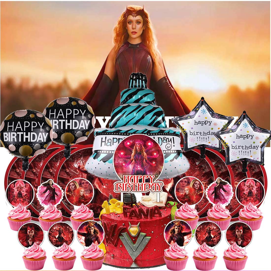 Scarlet Witch Party Supplies Decor Tableware Backdrop Banner Cake ...