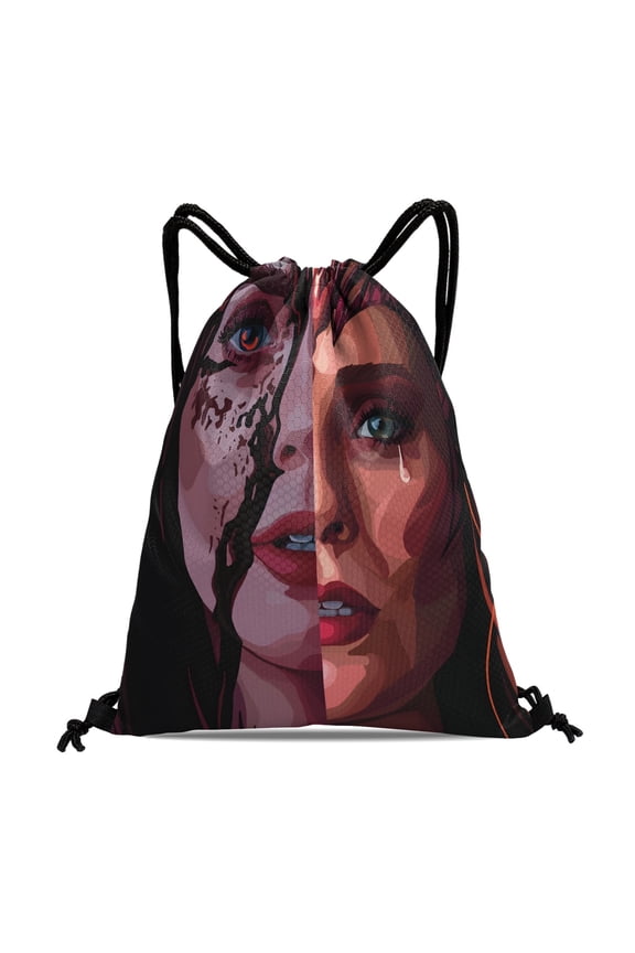 Scarlet Witch Wanda Maximoff Drawstring Gym Sack:Suitable for travel, beach, and shopping, featuring waterproof properties, sized at 15.7*17.7 inches (40cm45cm.