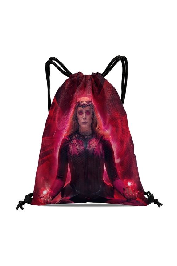 Scarlet Witch Wanda Maximoff Drawstring Sack:Ideal for fitness, hiking, swimming, travel, beach, and shopping, with a waterproof feature, size 15.7*17.7 inches (40cm45cm.