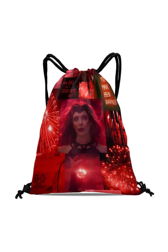 Scarlet Witch Wanda Maximoff Gift Drawstring Bag:Waterproof, ideal for fitness, hiking, swimming, travel, beach, and shopping, measuring 15.7*17.7 inches (40cm45cm.