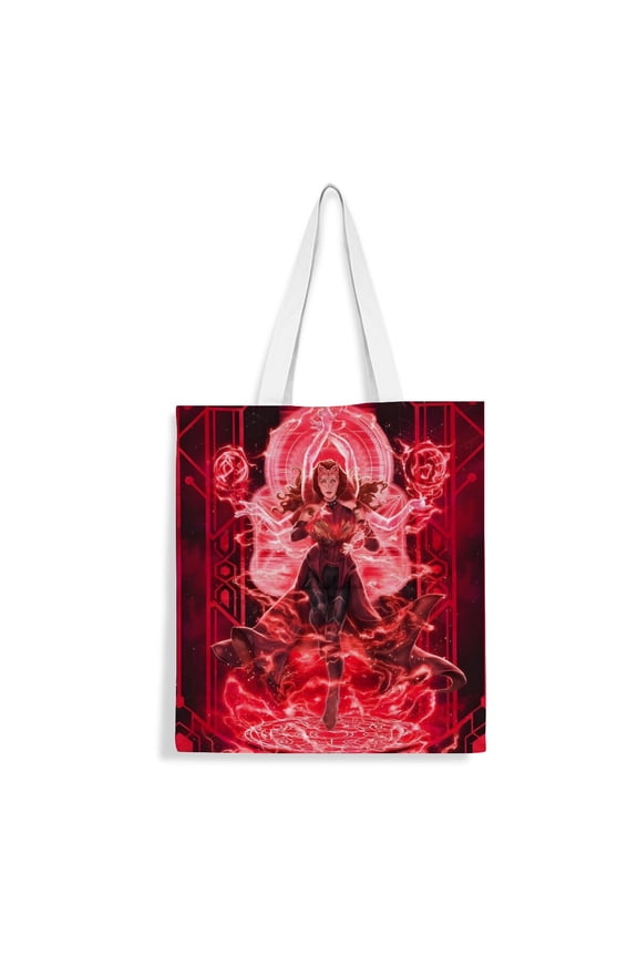 Scarlet Witch Wanda Maximoff canvas Tote Bag handbag: Aesthetic womens bag for groceries and shopping, made to be reusable with an inner zipper, measuring 13.8 x 15.8 inches (35x40cm).