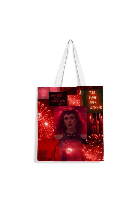 Scarlet Witch Wanda Maximoff canvas Tote Bag handbag: Stylish and practical tote bag for women, ideal for everyday shopping. Reusable with an inner zipper, size is 13.8 x 15.8 inches (35x40cm).
