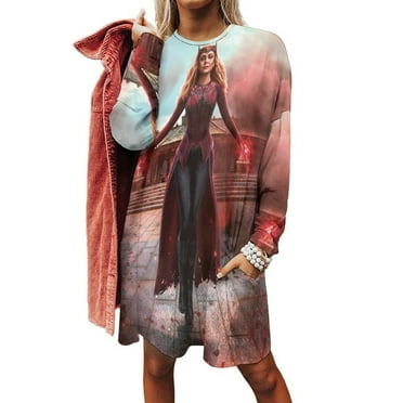 Scarlet Witch Women's Long Sleeve Oversized Dressy T-Shirts Loose Casual Crewneck Tops Soft Blouse with Pockets M