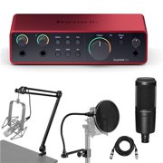 Scarlett 2i2 4th Gen USB Interface with Software Suite, Bundle with AT2020 Microphone, Arm with Internal Springs and Integrated 10' XLR Cable