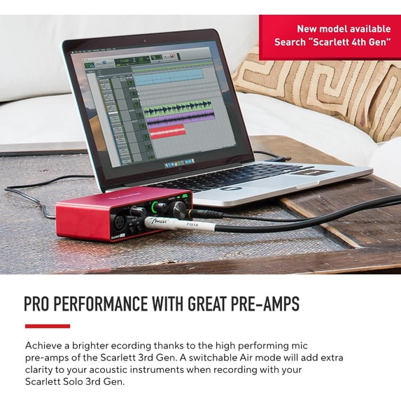 Scarlett 3rd Gen USB Audio Interface for Guitarists, Vocalists, Podcasters or Producers to record and playback studio quality sound