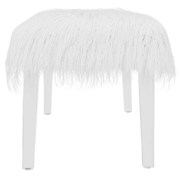Scarlett Faux Fur Stool Acrylic Base, White