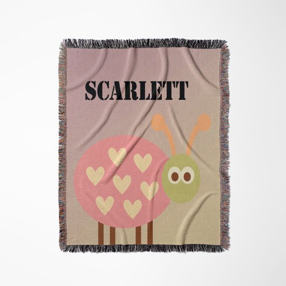 Scarlett- Girls Names Ladybug, Woven Blanket