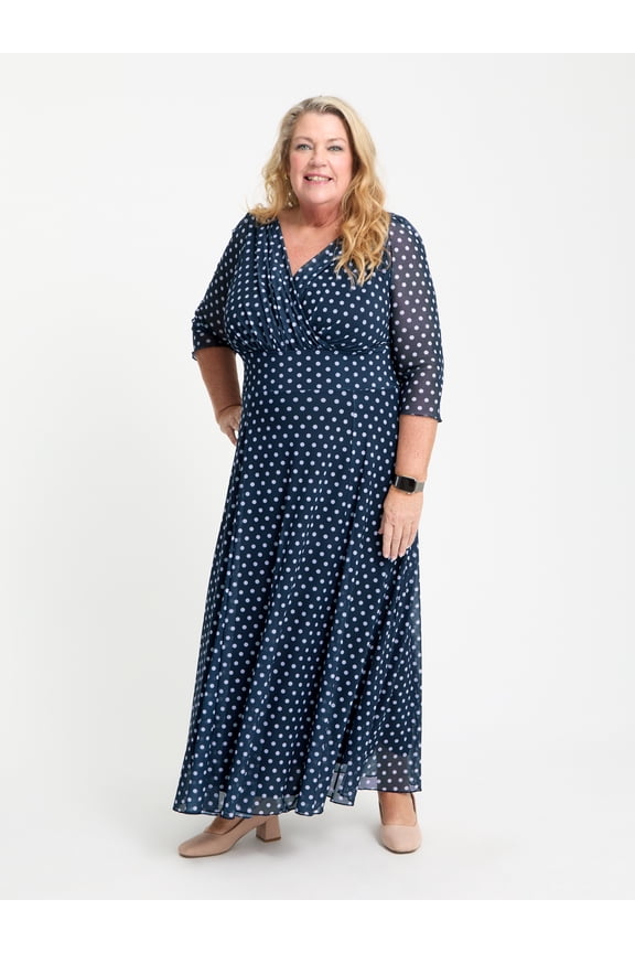 Curvy Petite Verity Print Maxi Gown - Navy, 28