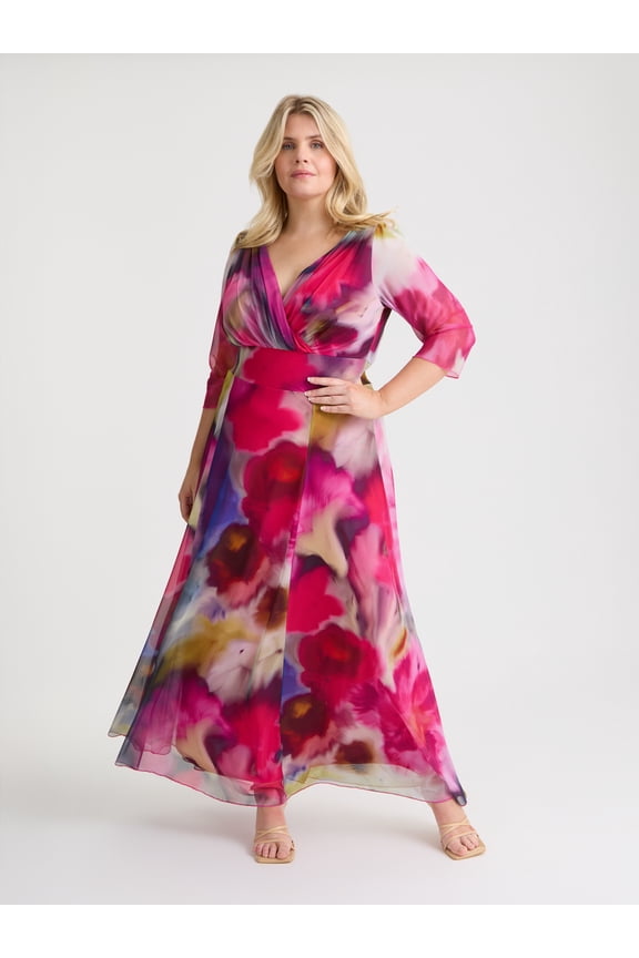 Verity Abstract Print Maxi Gown - Pink, 28