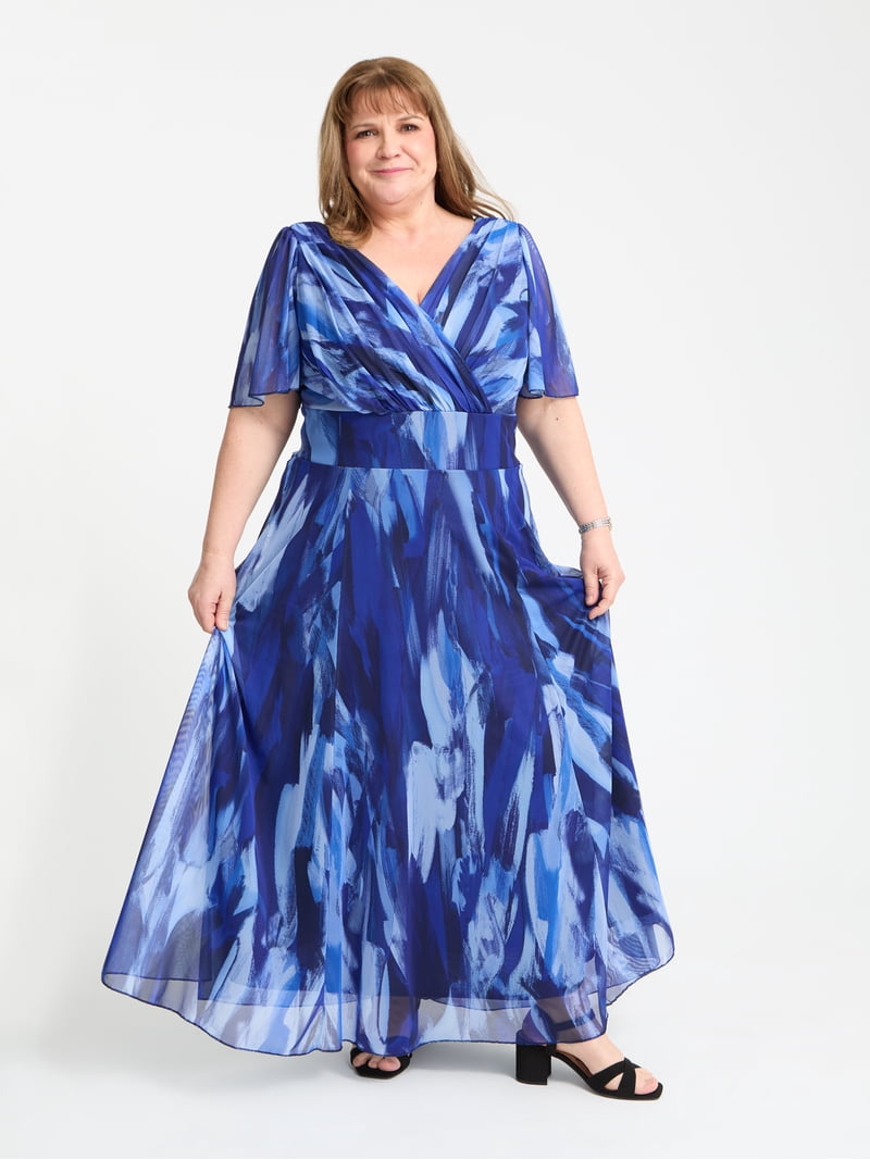 isabelle maxi dress Scarlett & Jo Women's Curvy Petite Isabelle Maxi Dress - Blue