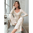 thumbnail image 1 of ScarletteEmmy Women’s Floral Pajama Set, Long Sleeve Button Front Lounge Sleepwear, Soft Ribbed Knit 2-Piece PJs, Lightweight Comfortable Homewear, Elegant Printed Loungewear Gift for Her, 1 of 7