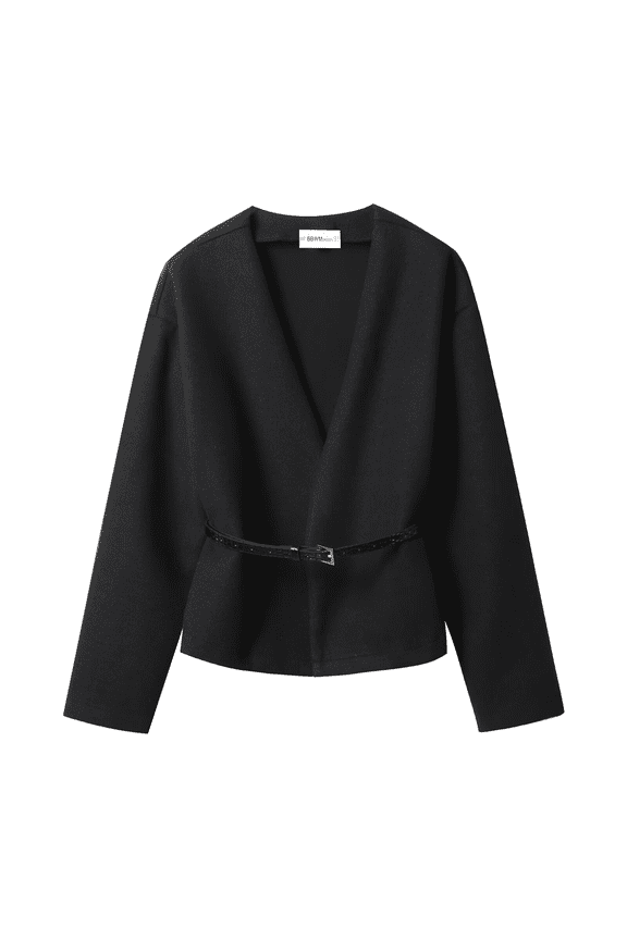 Women’s Wool Blend Belted Wrap Coat, Soft Knit Open Front Long Sleeve Jacket, Elegant Fall Winter Outerwear, Casual Work Blazer, Warm Gift for Her, Black Brown Khaki