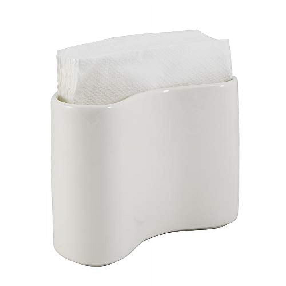 Compact White Ceramic Modern Napkin Holder