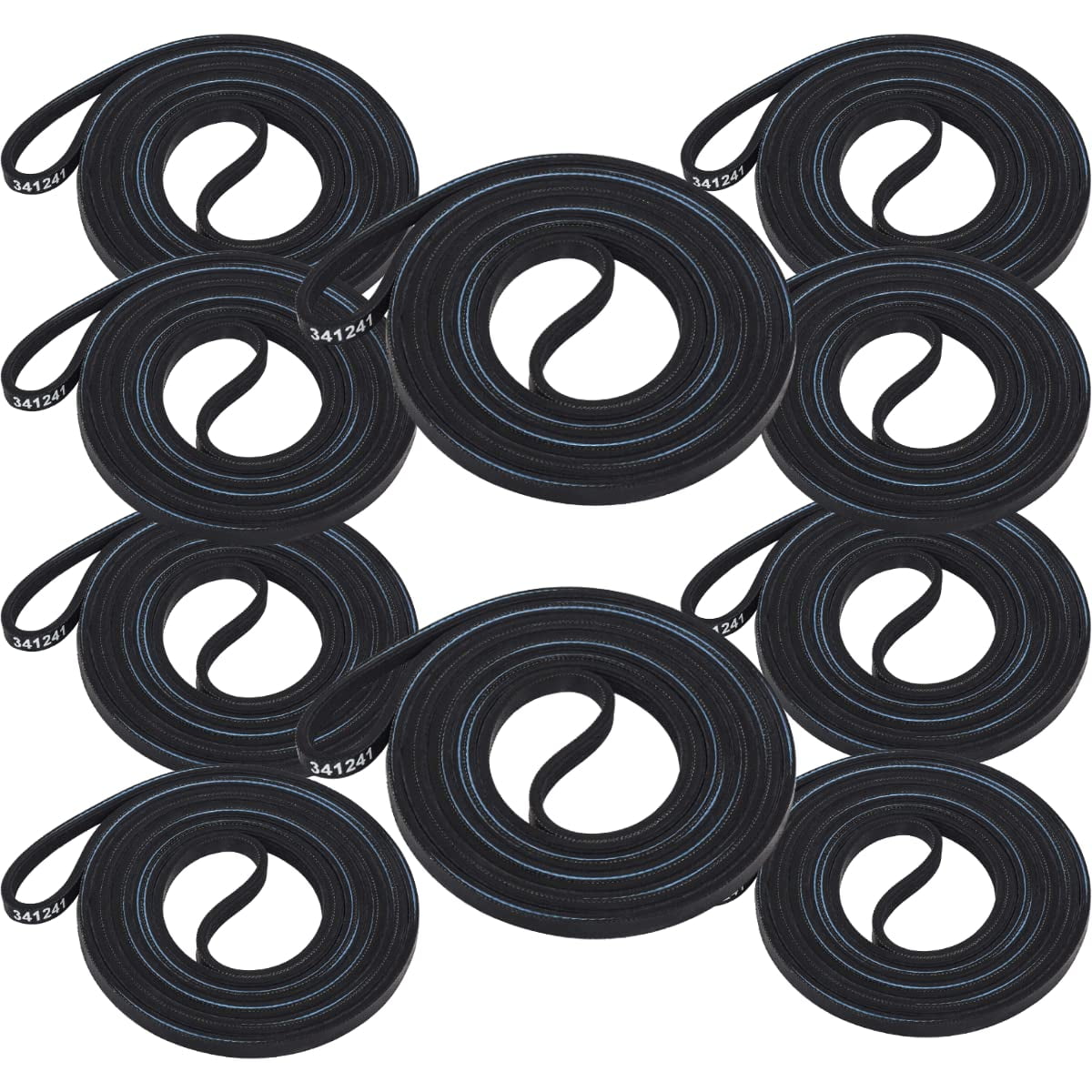 Scaroo 341241 Dryer Drum Belt Compatible & 8066184 Motor Pulley (10-Pack)