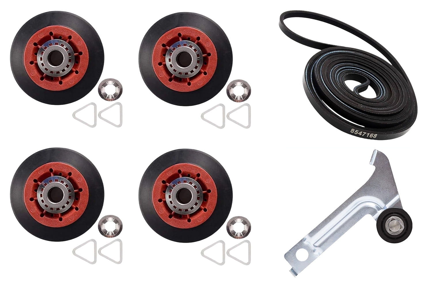 Scaroo WP8547168, 8547174V, WPW10314173 X 4  Whirlpool Maytag Dryer Belt, 4 Roller, Idler Kit