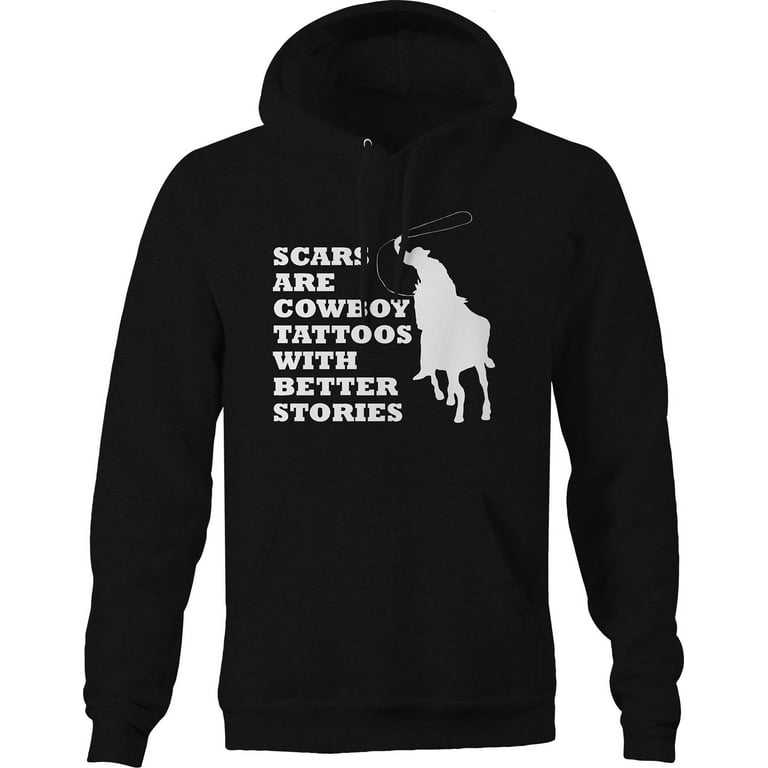 Scars are Cowboy Tattoos Country Hoodies for Men Large Black