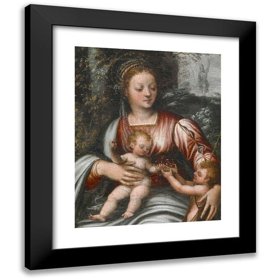 Scarsellino 15x18 Black Modern Framed Museum Art Print Titled - Madonna and Child with St. John the Baptist