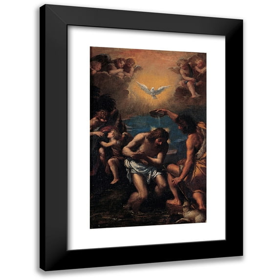 Scarsellino 16x24 Black Modern Framed Museum Art Print Titled - Baptism of Christ (1585 - 1590)