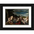 thumbnail image 1 of Scarsellino 18x13 Black Ornate Wood Framed Double Matted Museum Art Print Titled - Nymphs at the Bath (C. 1600), 1 of 5