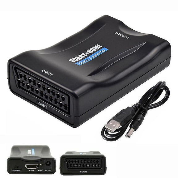 Scart To Hdmi Adapter 1080P Video Audio Converter Usb Cable For Tv Dvd