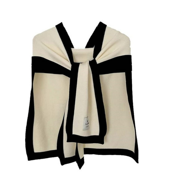 Scarves for Women Fashion Accessories Autumn And Winter New Knitted Small Shawl Versatile Splicing Color Contrasting Warm Outer Small Shoulder Knotting Scarf