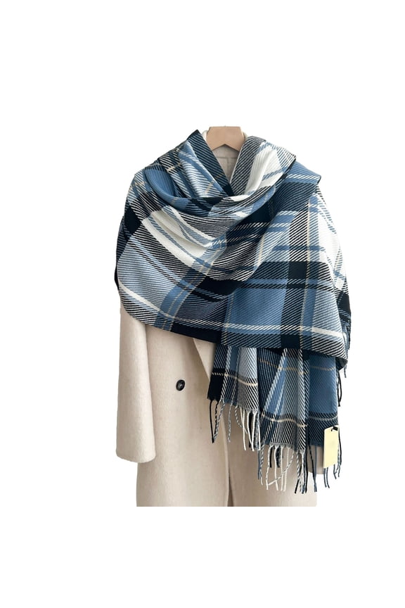 Scarves for Women Lightweight Winter Clothes Cold Warm Lightweight Tassel Pashmina Fleece Lined Christmas Scarf Blue