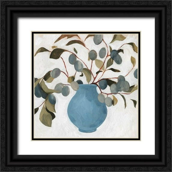 Scarvey, Emma 12x12 Black Ornate Wood Framed with Double Matting Museum Art Print Titled - Plum Branch Arrangement I