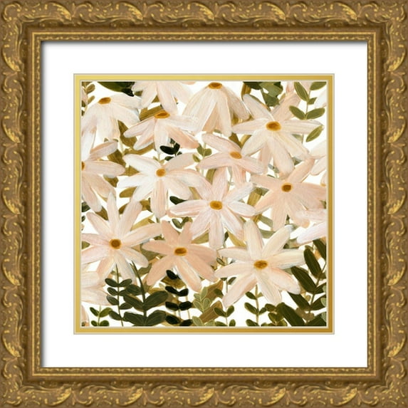 Scarvey, Emma 12x12 Gold Ornate Wood Framed with Double Matting Museum Art Print Titled - Daisy Field I