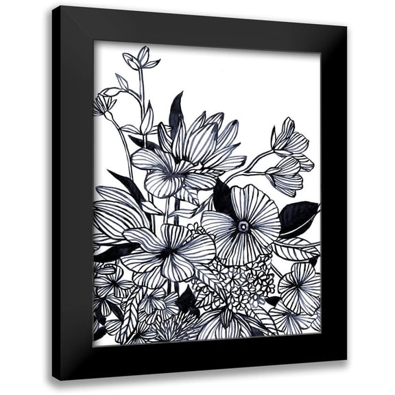 Scarvey, Emma 12x14 Black Modern Framed Museum Art Print Titled - Wildflower Tangle I
