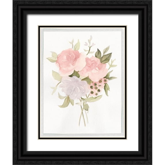 Scarvey, Emma 12x14 Black Ornate Wood Framed with Double Matting Museum Art Print Titled - Soft Bouquet II
