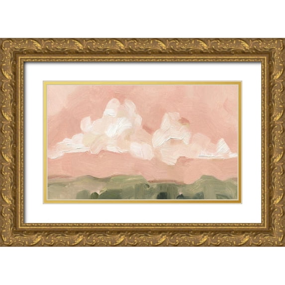 Scarvey, Emma 14x10 Gold Ornate Wood Framed with Double Matting Museum Art Print Titled - Pink Haze Sunset I