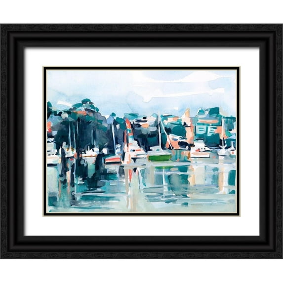 Scarvey, Emma 14x12 Black Ornate Wood Framed with Double Matting Museum Art Print Titled - Watercolor Bay II