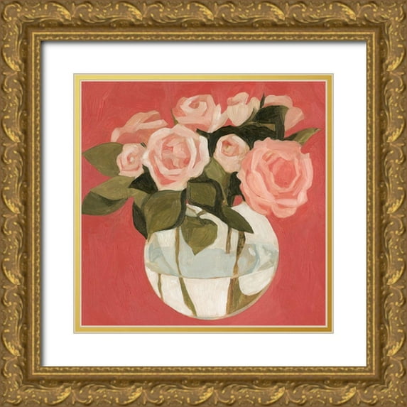 Scarvey, Emma 15x15 Gold Ornate Wood Framed with Double Matting Museum Art Print Titled - Bright Blooms I
