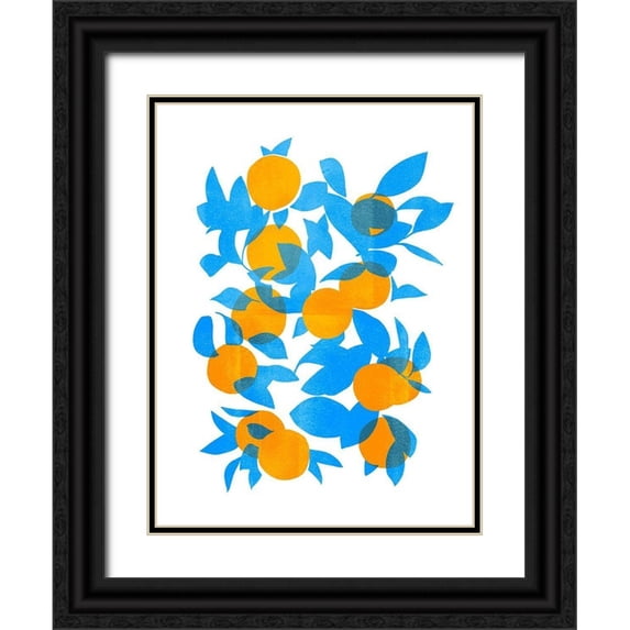 Scarvey, Emma 15x18 Black Ornate Wood Framed with Double Matting Museum Art Print Titled - Bright Tangerines I