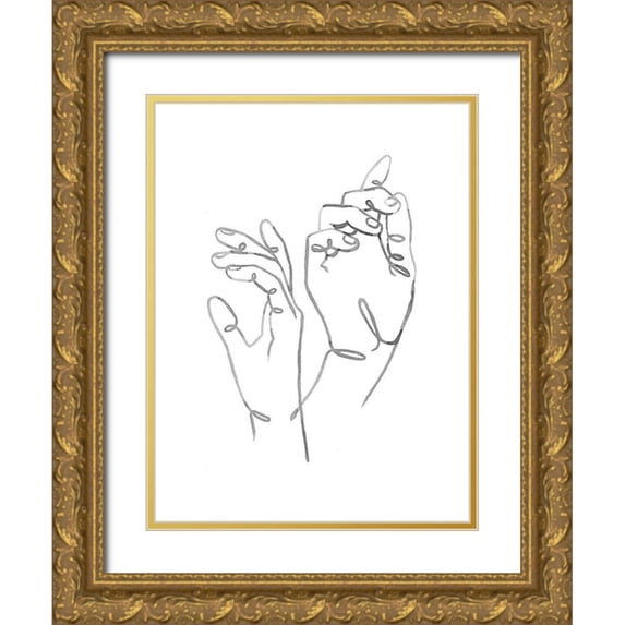 Scarvey, Emma 19x24 Gold Ornate Wood Framed with Double Matting Museum Art Print Titled - Hand Gestures I