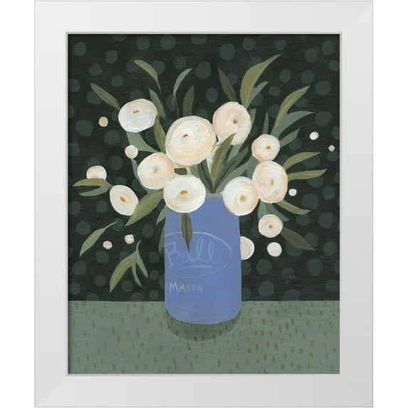 Scarvey, Emma 20x24 White Modern Wood Framed Museum Art Print Titled - Mason Jar Bouquet I