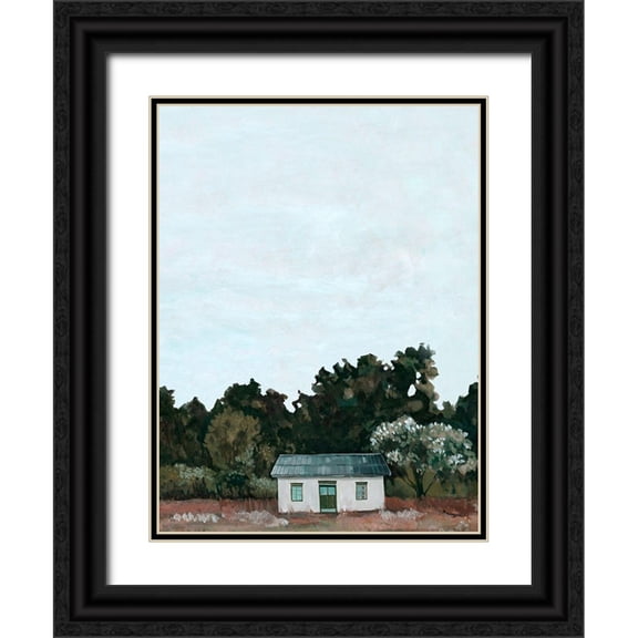 Scarvey, Emma 25x32 Black Ornate Wood Framed with Double Matting Museum Art Print Titled - Forest Cottage II