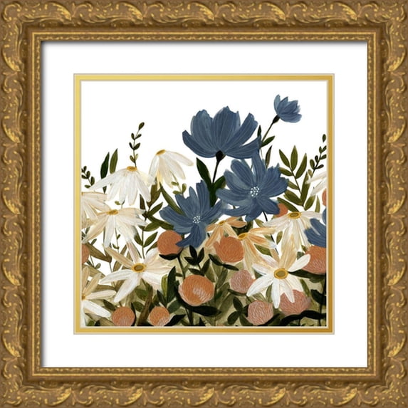 Scarvey, Emma 26x26 Gold Ornate Wood Framed with Double Matting Museum Art Print Titled - Wildflower Garden I