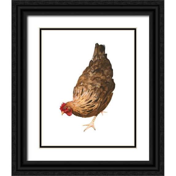 Scarvey, Emma 26x32 Black Ornate Wood Framed with Double Matting Museum Art Print Titled - Autumn Chicken II