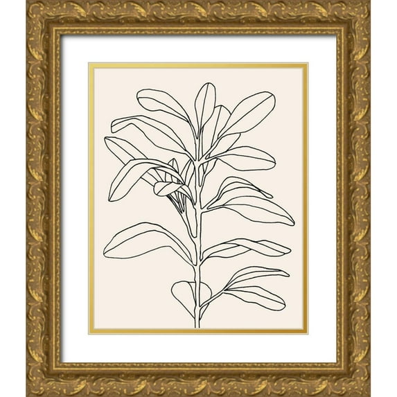 Scarvey, Emma 26x32 Gold Ornate Wood Framed with Double Matting Museum Art Print Titled - Olive Branch Contour I